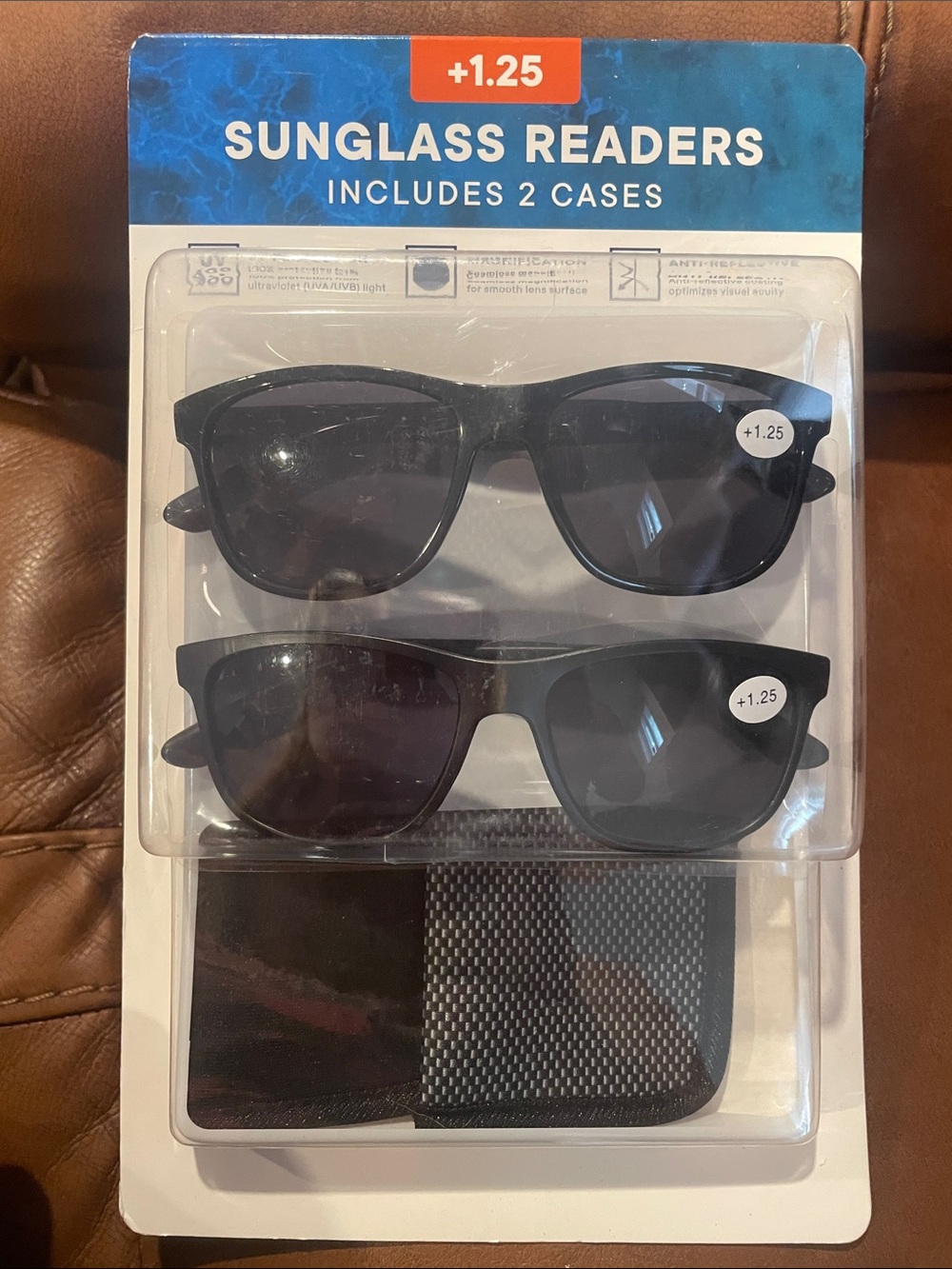 Sunglass Readers 2-Pack in Black with +1.25 Strength